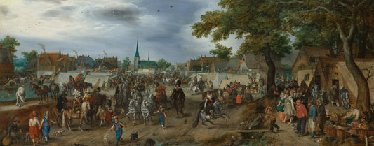 Princes Maurits and Frederik Hendrik at the Valkenburg Horse Fair – Adriaen Pietersz van de Venne Vintage Animal Study Art Print | Wall Art Poster