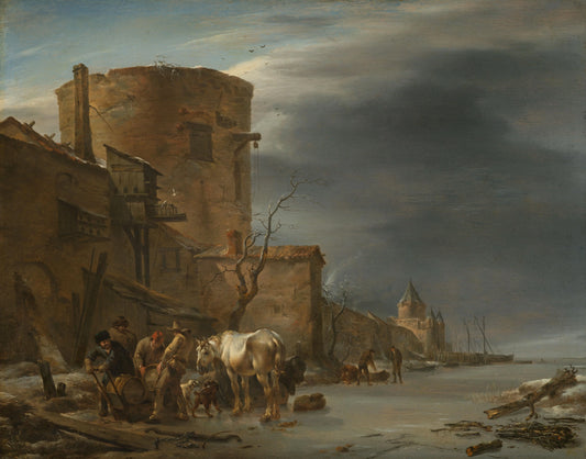 The City Wall of Haarlem in the Winter – Nicolaes Pietersz. Berchem Vintage Cityscape Art Print | Wall Art Poster