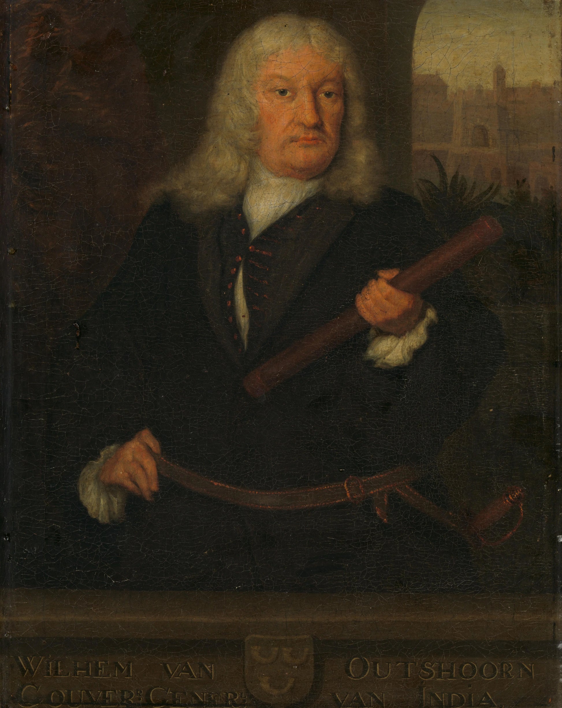 Portrait of Willem van Outhoorn, Governor General of the Dutch East Indies – David van der Plas Vintage Portrait Art Print | Wall Art Poster