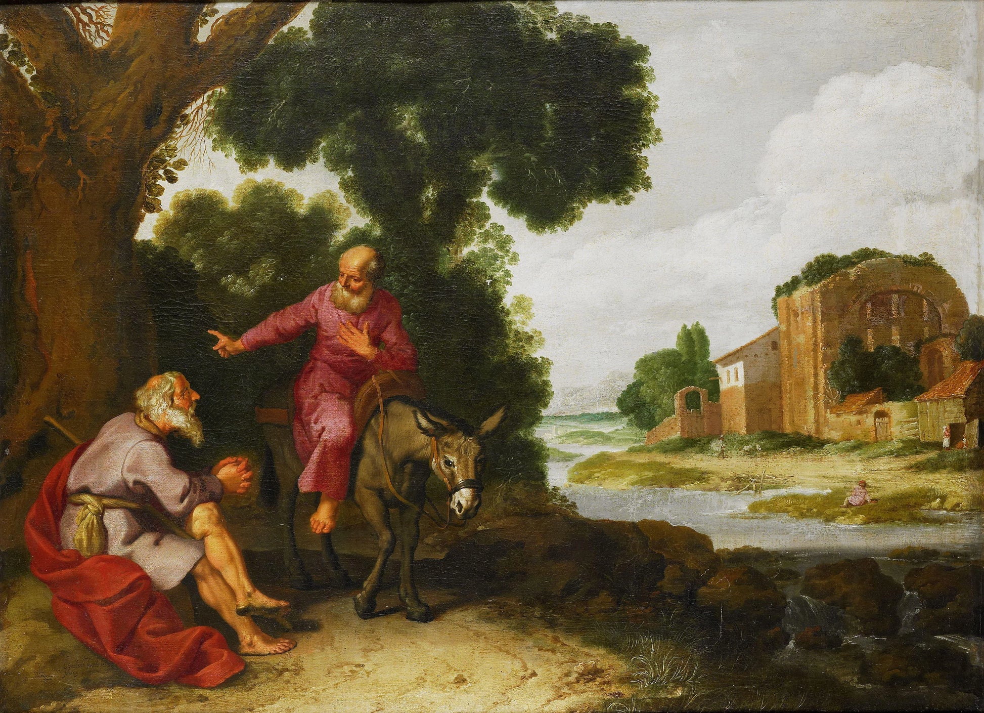 The Prophet of Bethel Meets the Man of God from Judah – Lambert Jacobsz (signed by artist) Vintage Art Print | Wall Art Poster