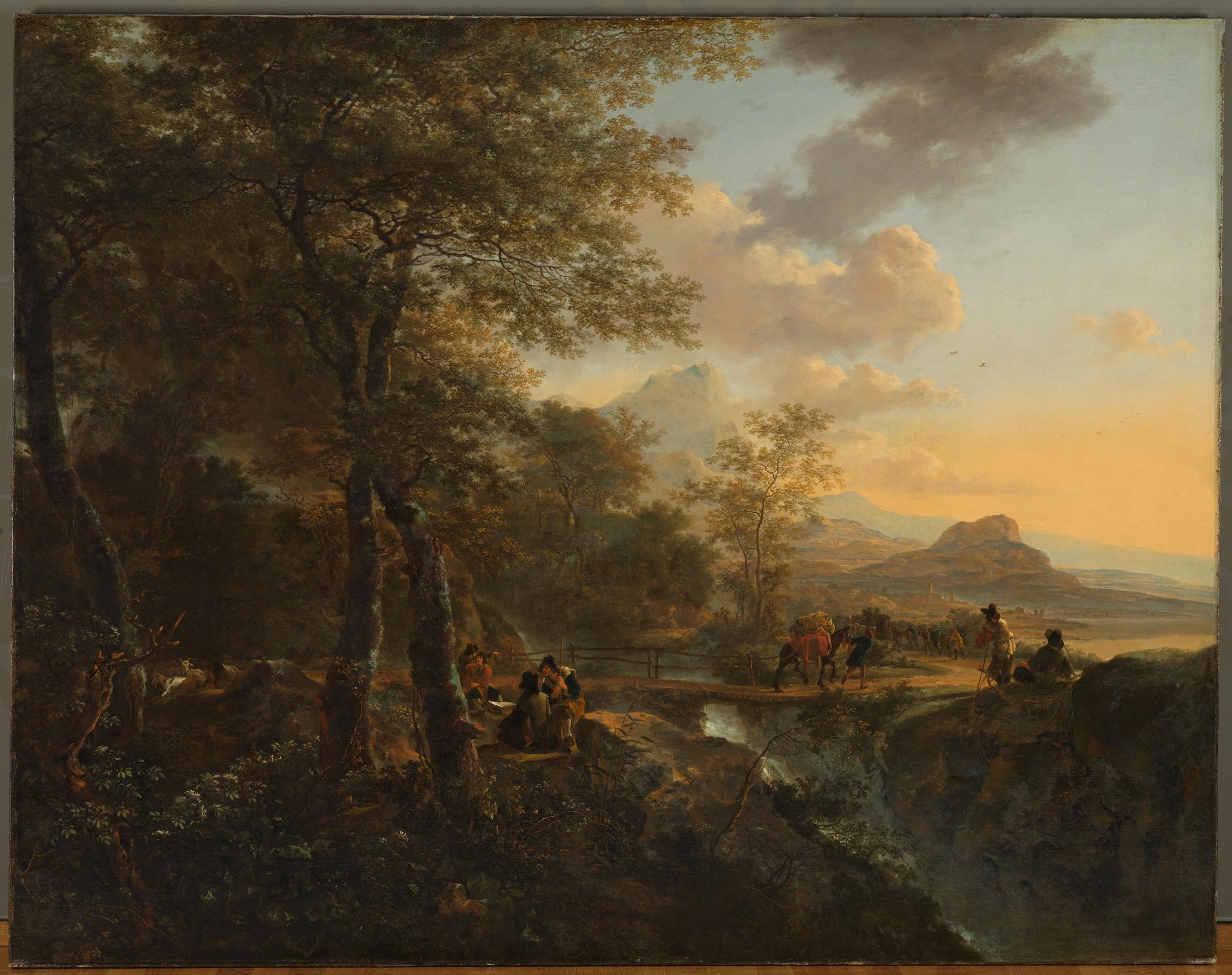 Italian Landscape with a Draughtsman – Jan Both (vermeld op object) Vintage Landscape Art Print | Wall Art Poster