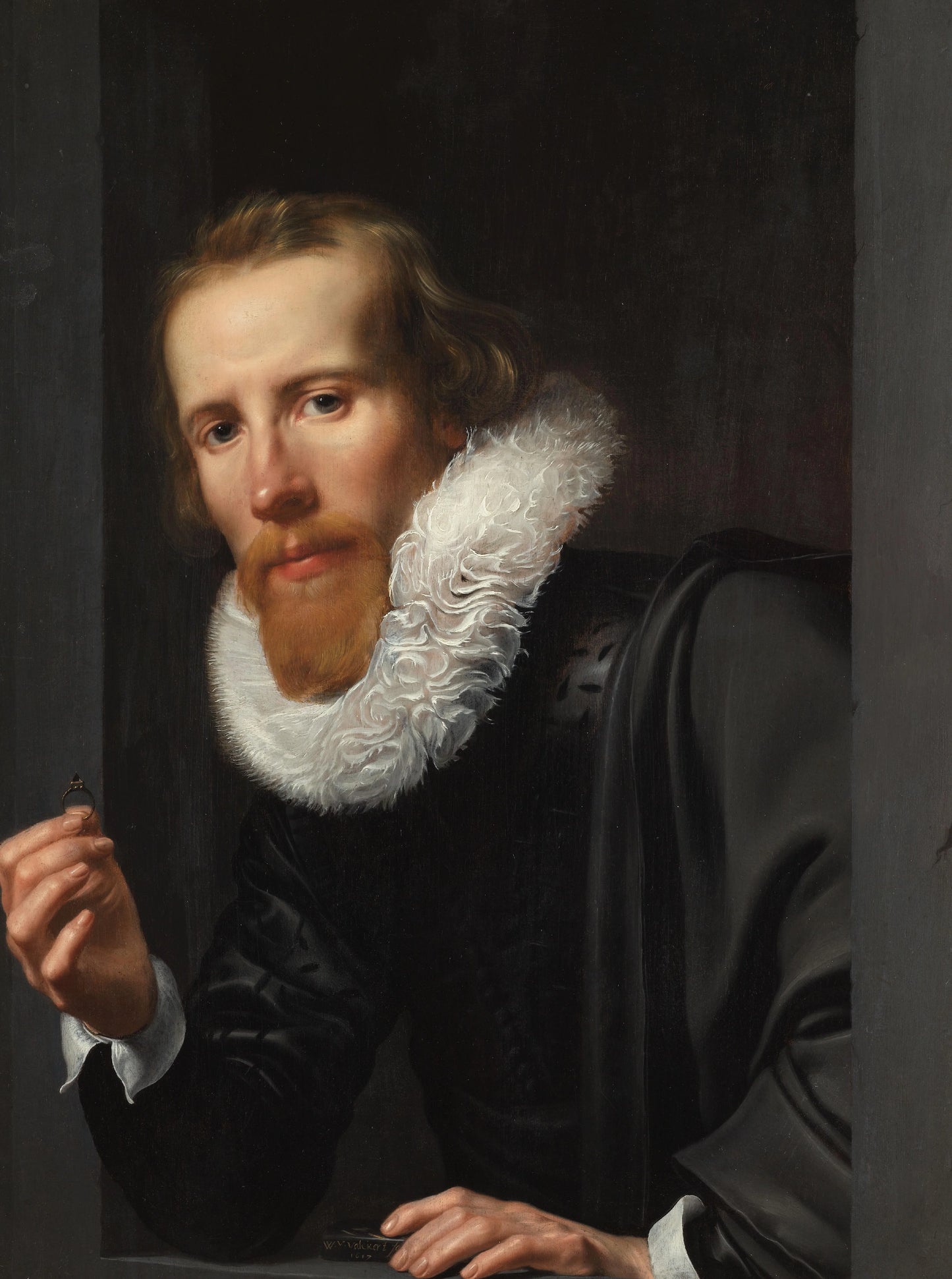 Portrait of a Goldsmith, Probably Bartholomeus Jansz van Assendelft – Werner van den Valckert (signed by artist) Vintage Portrait Art Print | Wall Art Poster