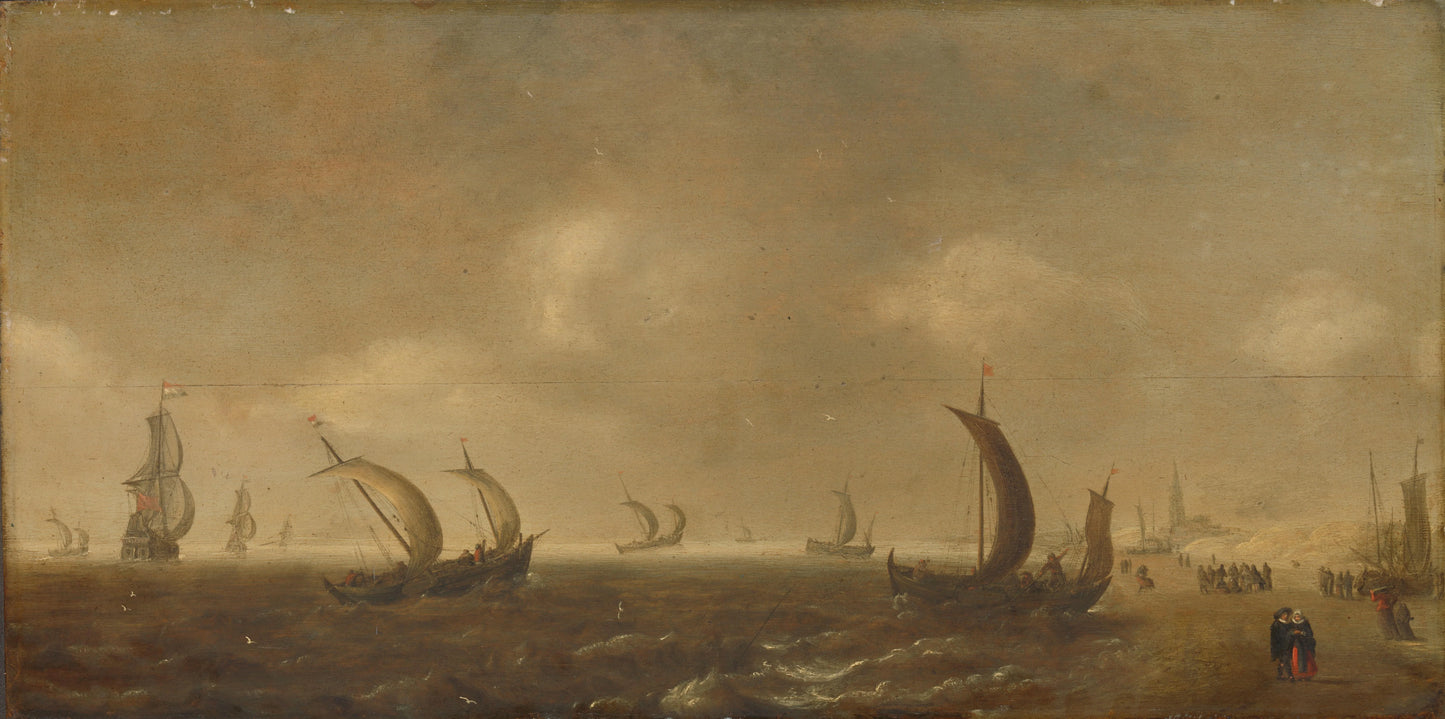 Seascape on the Beach at Scheveningen – Willem van Diest Vintage Seascape Art Print | Wall Art Poster