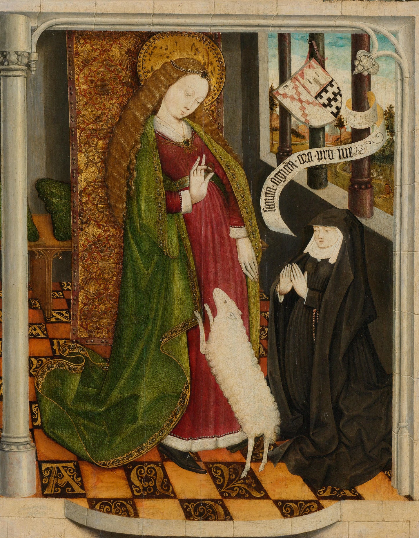 Geertruy Haeck Kneeling in Prayer before Saint Agnes – anoniem Vintage Art Print | Wall Art Poster