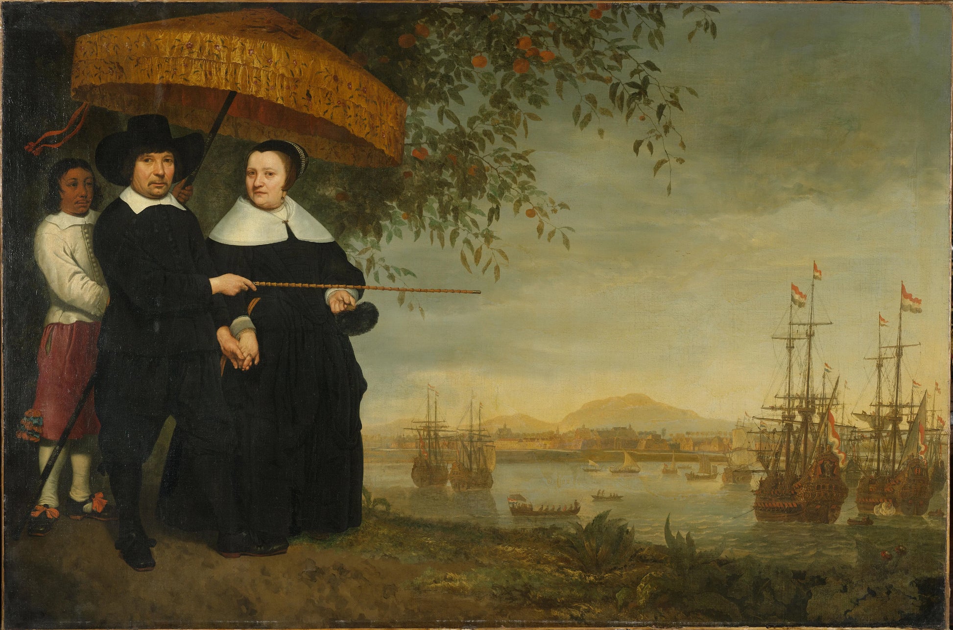 VOC Senior Merchant with his Wife and an Enslaved Servant – circle of Aelbert Cuyp Vintage Portrait Art Print | Wall Art Poster