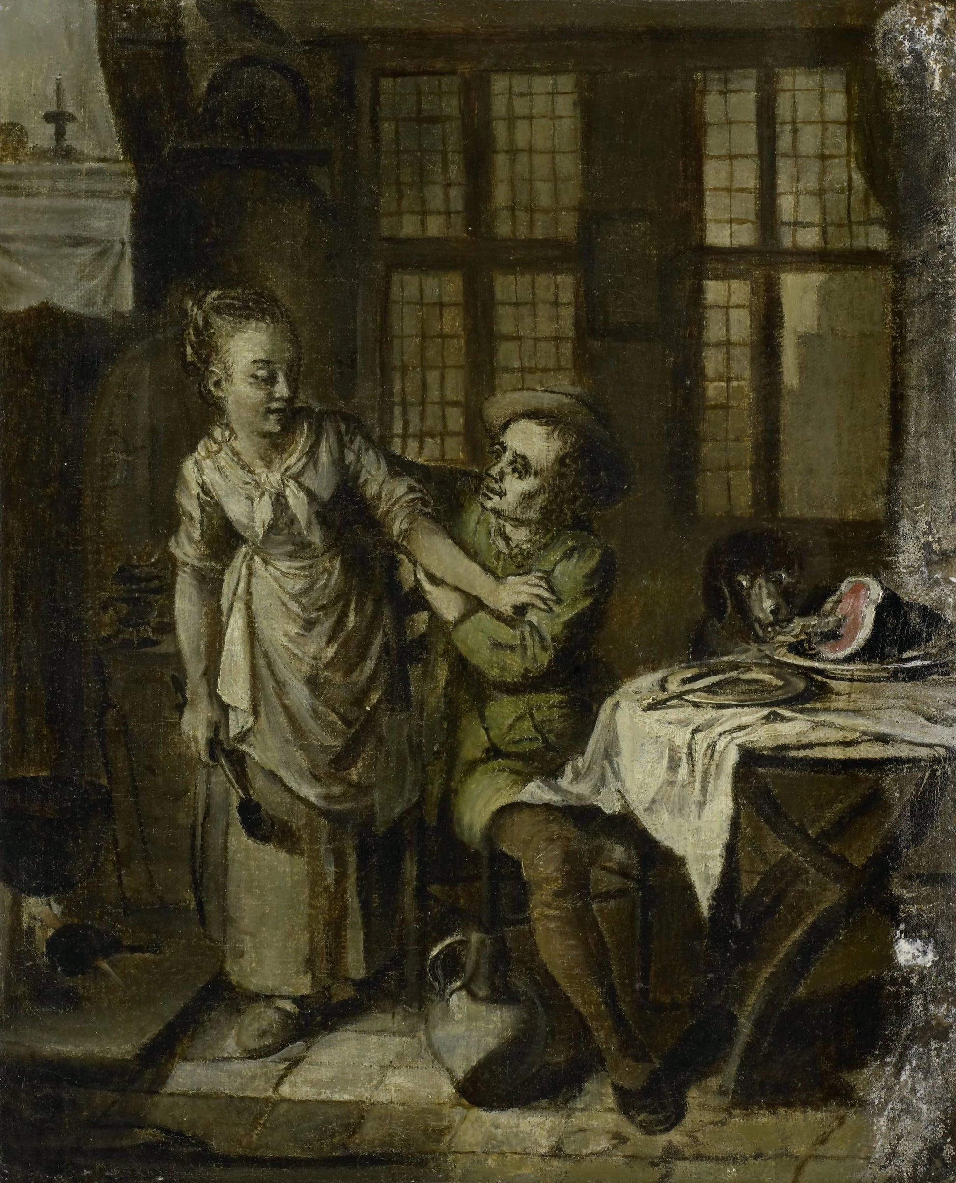 Gallant Scene in a Kitchen Interior – Willem Joseph Laquy Vintage Art Print | Wall Art Poster
