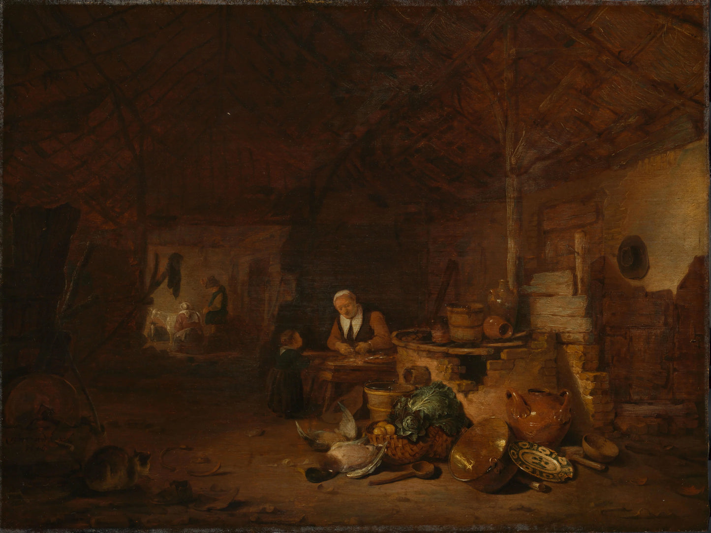 Interior of a barn – Egbert Lievensz. van der Poel Vintage Art Print | Wall Art Poster