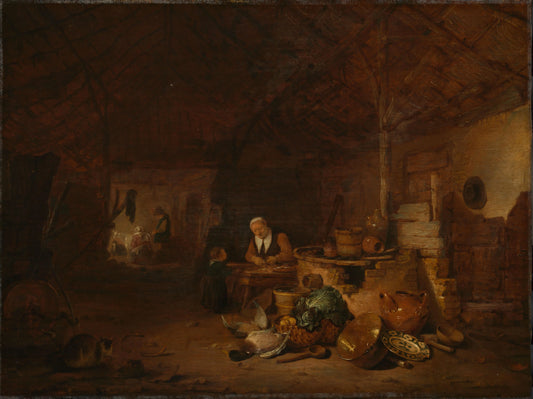 Interior of a barn – Egbert Lievensz. van der Poel Vintage Art Print | Wall Art Poster