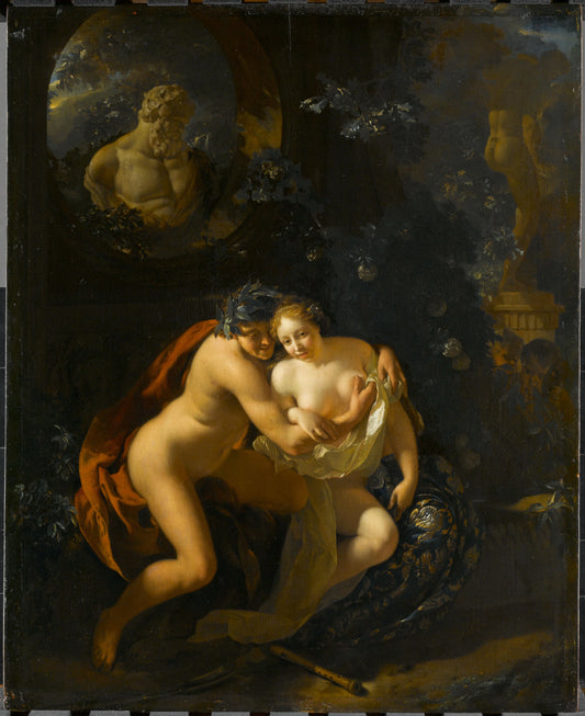 A Couple Making Love in a Park Spied on by Children – Adriaen van der Werff Vintage Art Print | Wall Art Poster