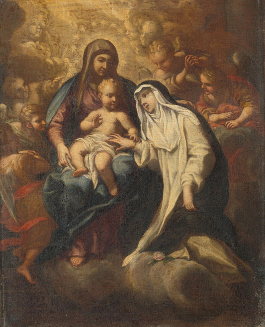 The Mystic Marriage of St Rose of Lima – attributed to Lazzaro Baldi Vintage Art Print | Wall Art Poster