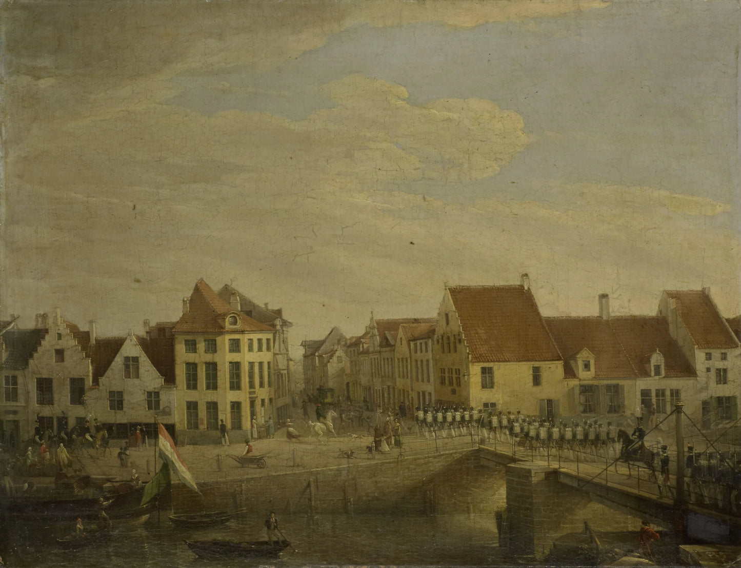 Dutch Troops passing through the Fortress of Dendermonde – Petrus Groenia Vintage Cityscape Art Print | Wall Art Poster