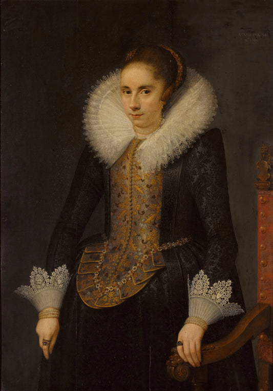 Portrait of Catharina Fourmenois (1598-1665) – toegeschreven aan Salomon Mesdach Vintage Portrait Art Print | Wall Art Poster