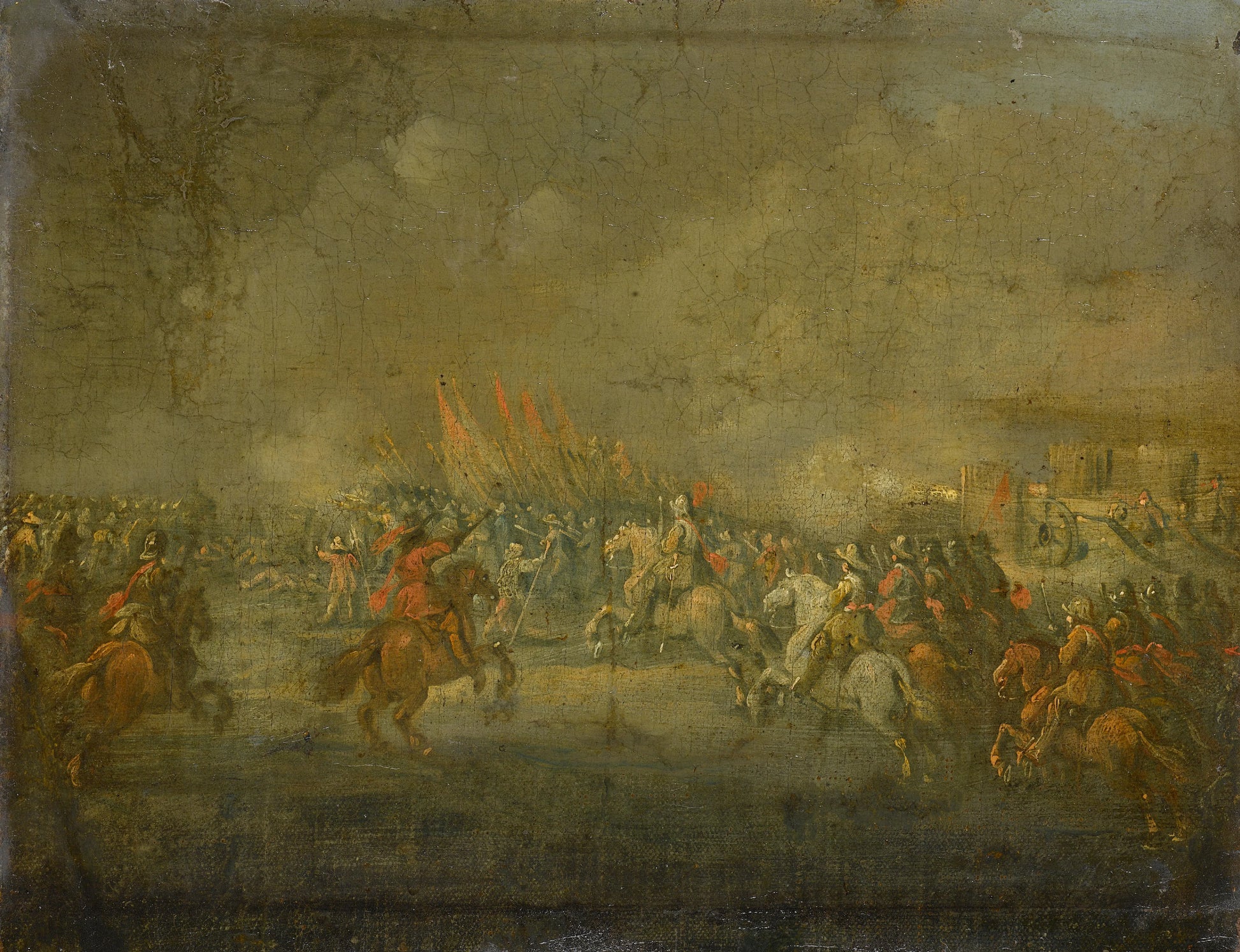 A Cavalry Skirmish – anoniem Vintage Landscape Art Print | Wall Art Poster