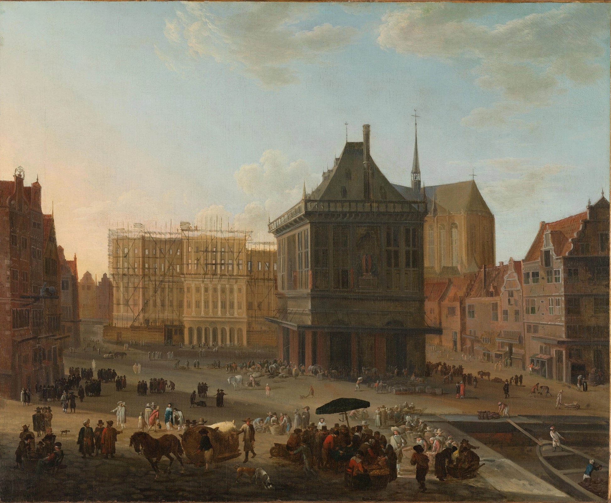 The Dam in Amsterdam with the new Town Hall under Construction – attributed to Jacob van der Ulft Vintage Animal Study Art Print | Wall Art Poster