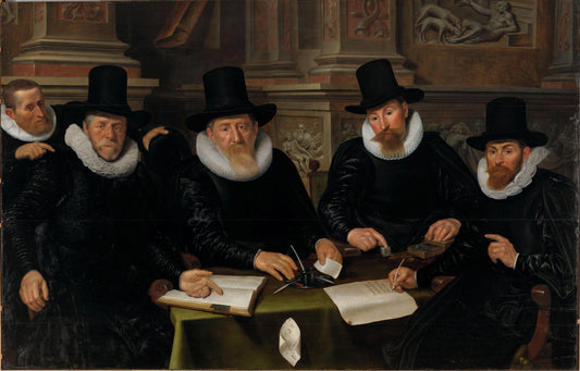 Four Regents and the Housemaster of the Leper-House, Amsterdam – Werner van den Valckert Vintage Art Print | Wall Art Poster