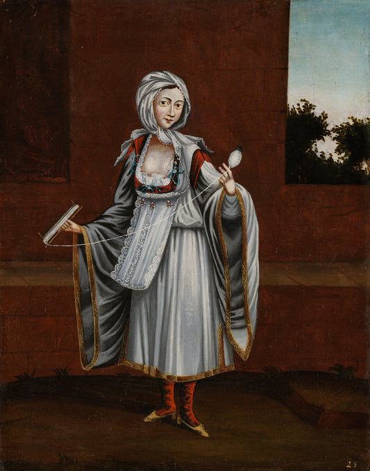 Woman from the Island of Kithnos (Thermia) – atelier van Jean Baptiste Vanmour Vintage Art Print | Wall Art Poster