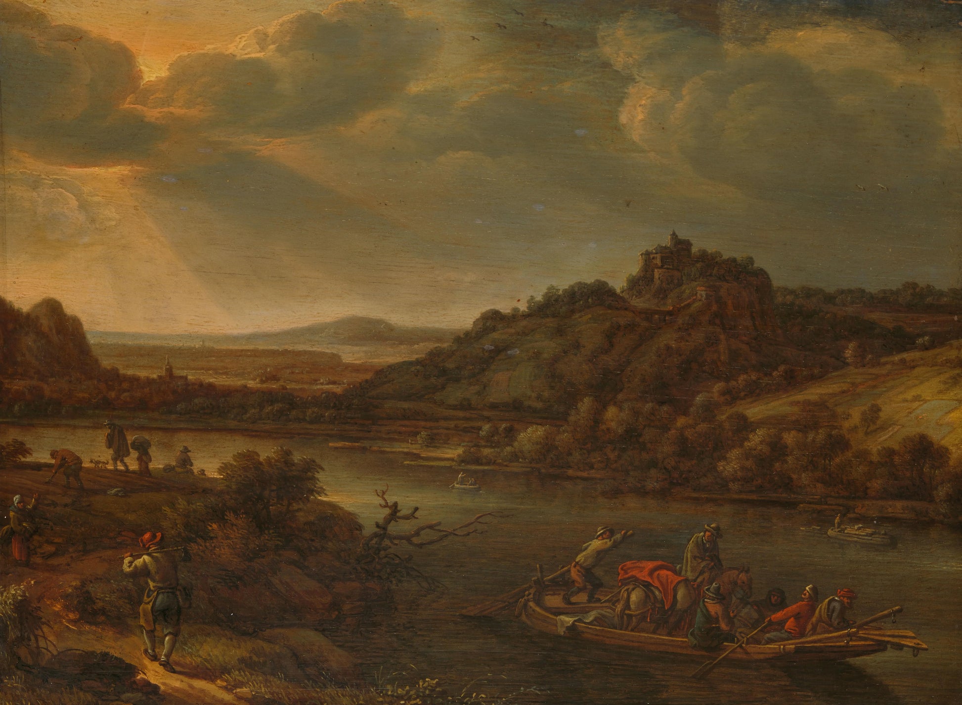 River View with Ferry – Herman Saftleven Vintage Landscape Art Print | Wall Art Poster
