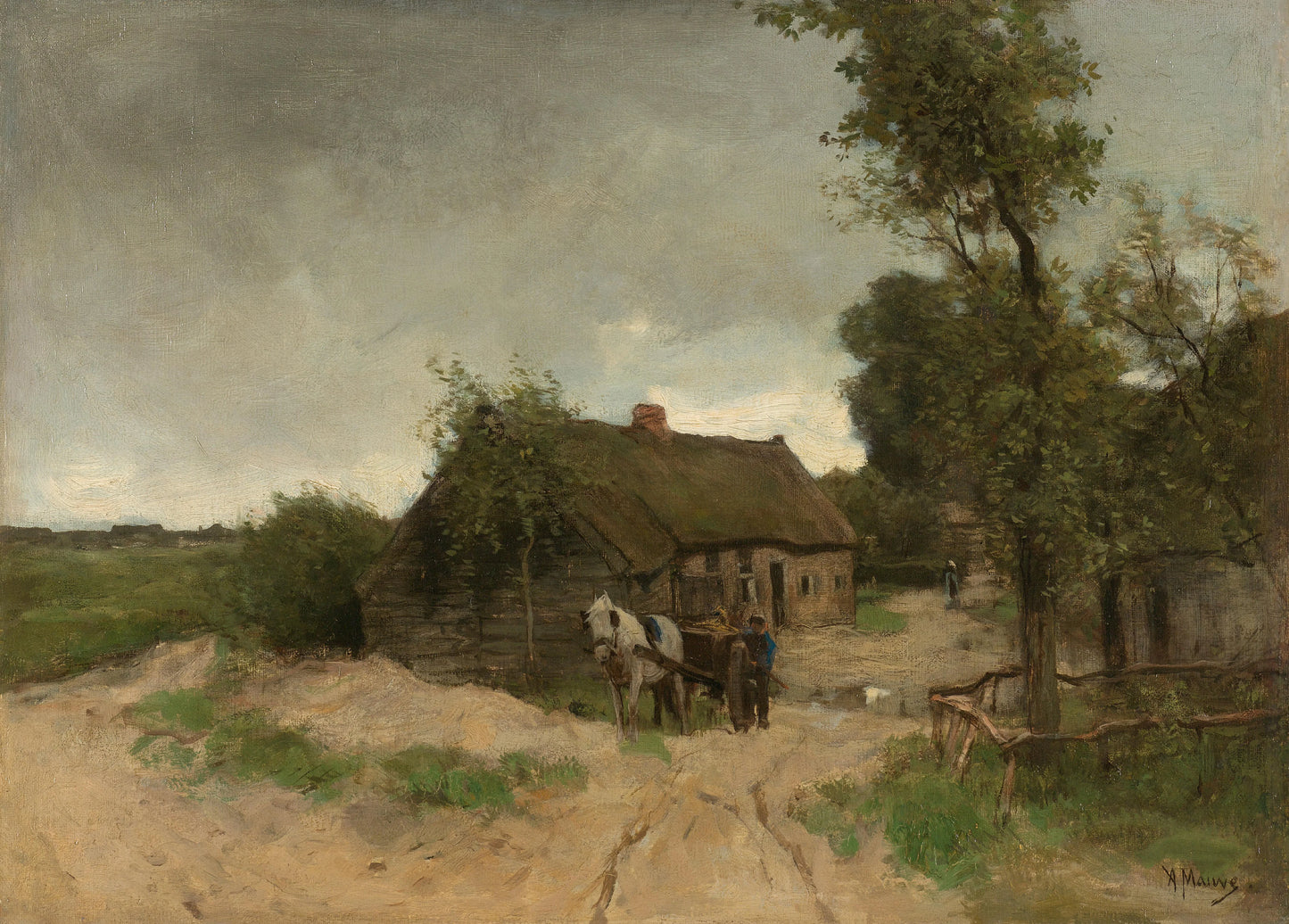 Huisje aan de zandweg – Anton Mauve Vintage Landscape Art Print | Wall Art Poster