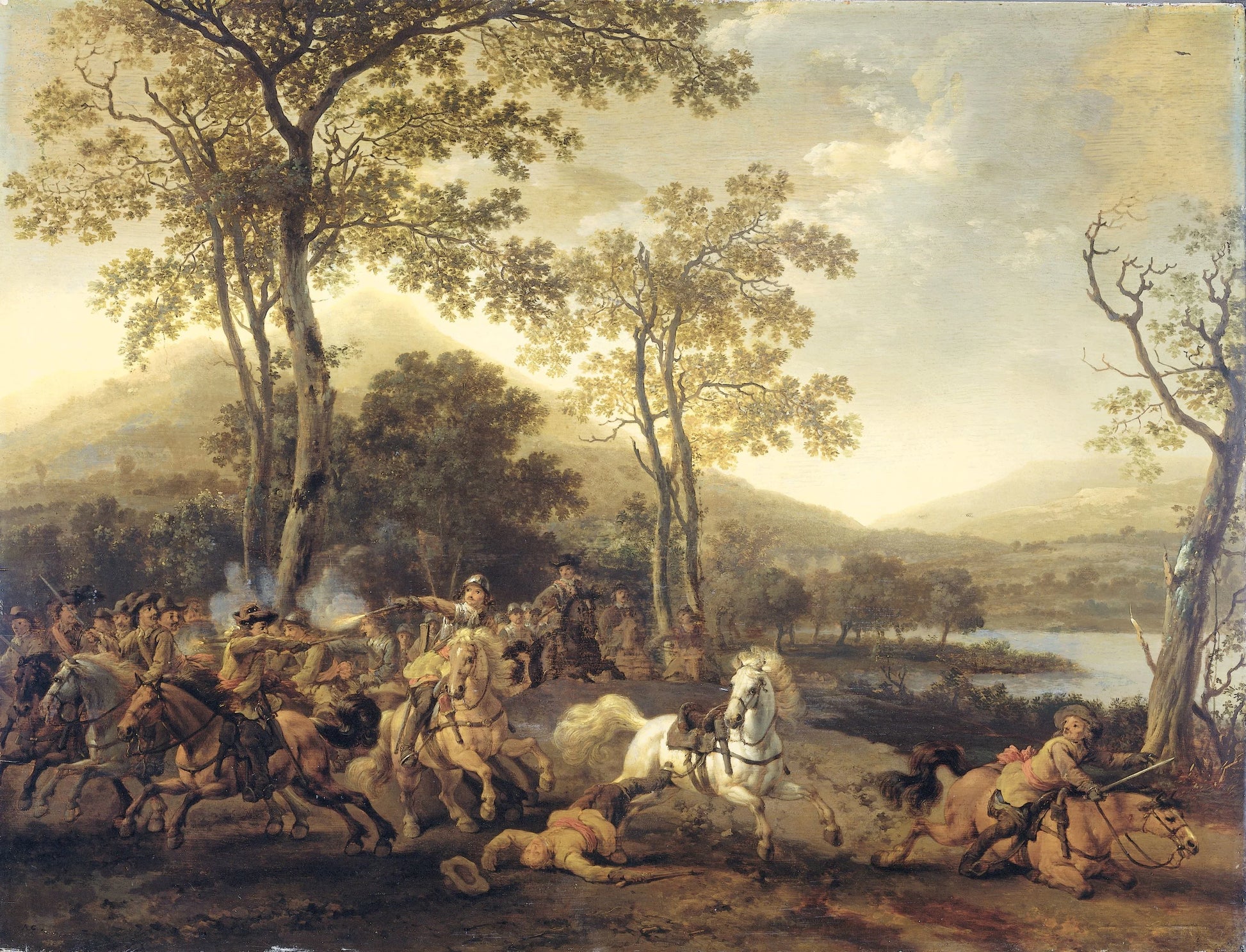 Cavalry Skirmish – Abraham van Calraet Vintage Landscape Art Print | Wall Art Poster
