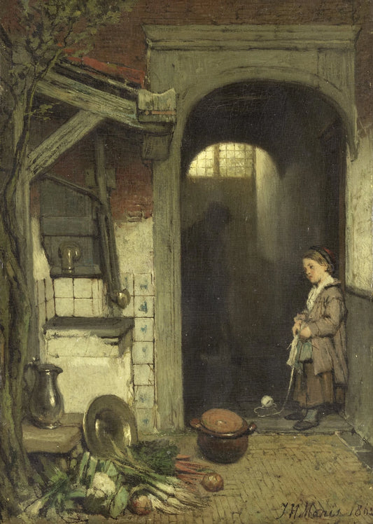 Small Courtyard – Jacob Maris (vermeld op object) Vintage Art Print | Wall Art Poster