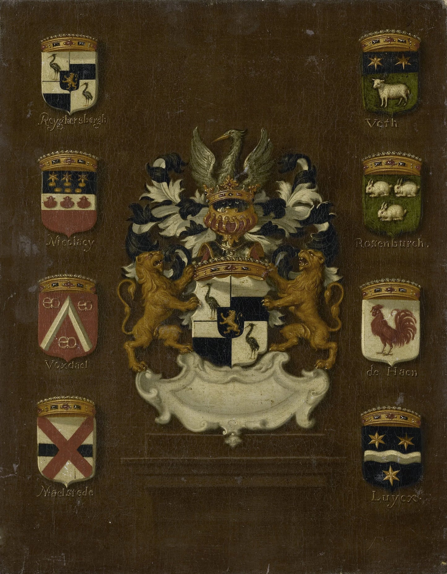 Coat of Arms of Jan van Reyersbergh with its eight quarterings – anonymous Vintage Art Print | Wall Art Poster