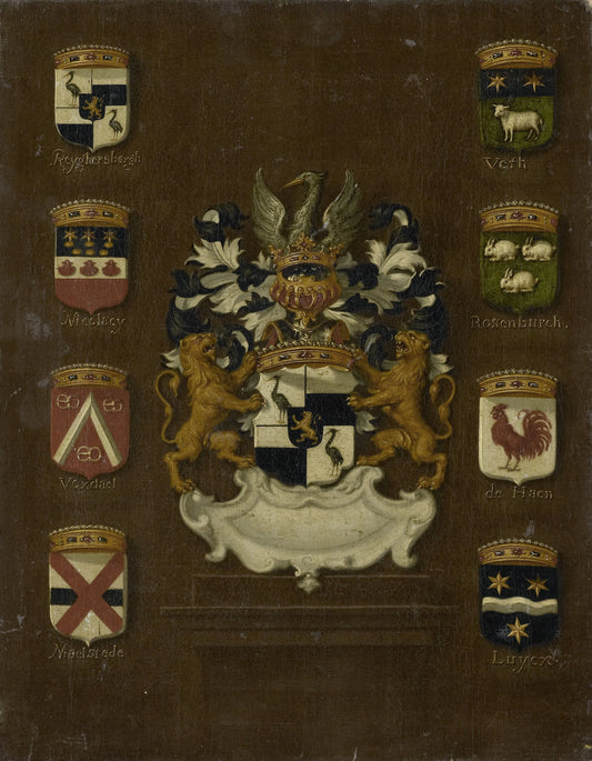 Coat of Arms of Jan van Reyersbergh with its eight quarterings – anonymous Vintage Art Print | Wall Art Poster