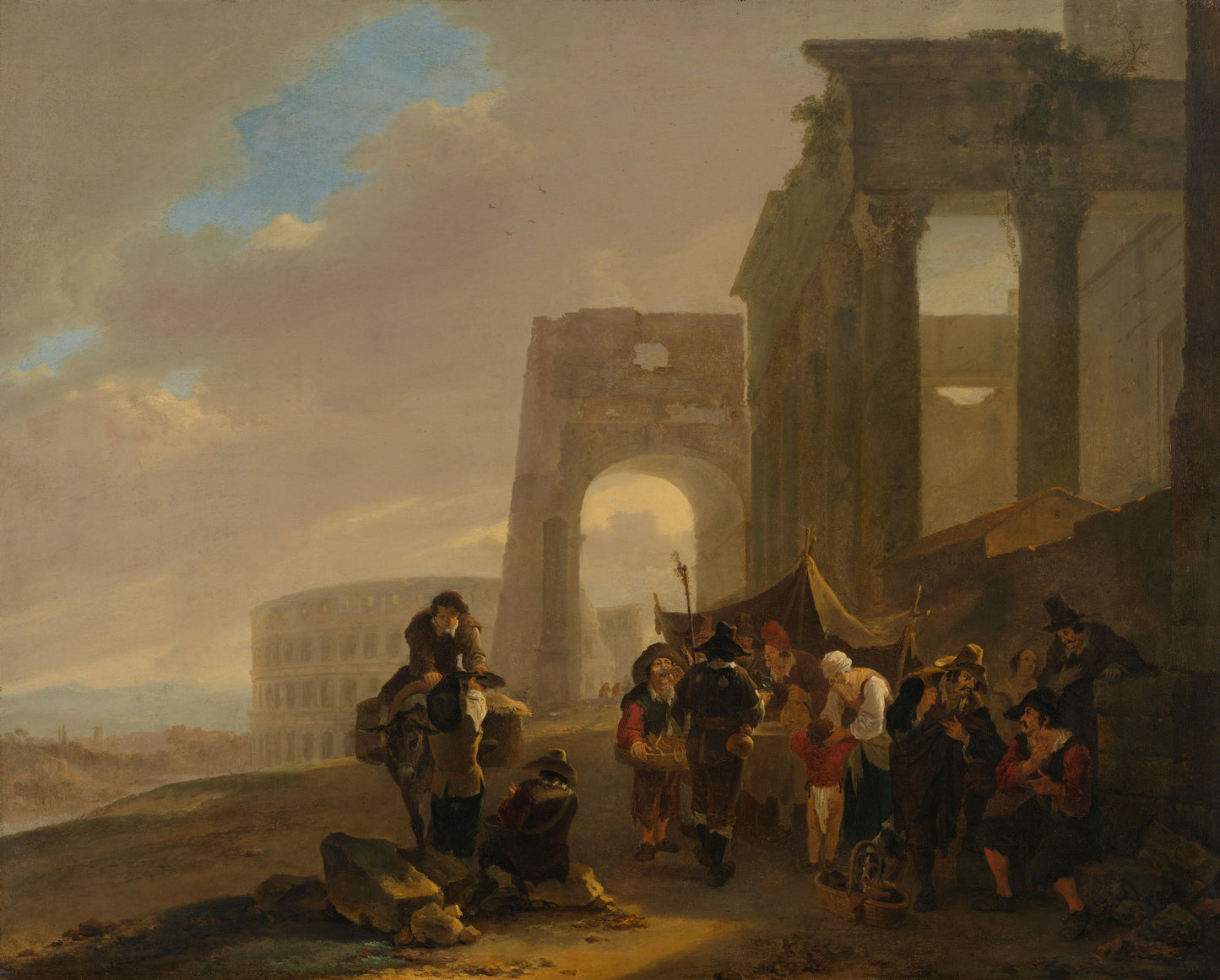 Street Scene with Roman Ruins – Jan Both (vermeld op object) Vintage Landscape Art Print | Wall Art Poster