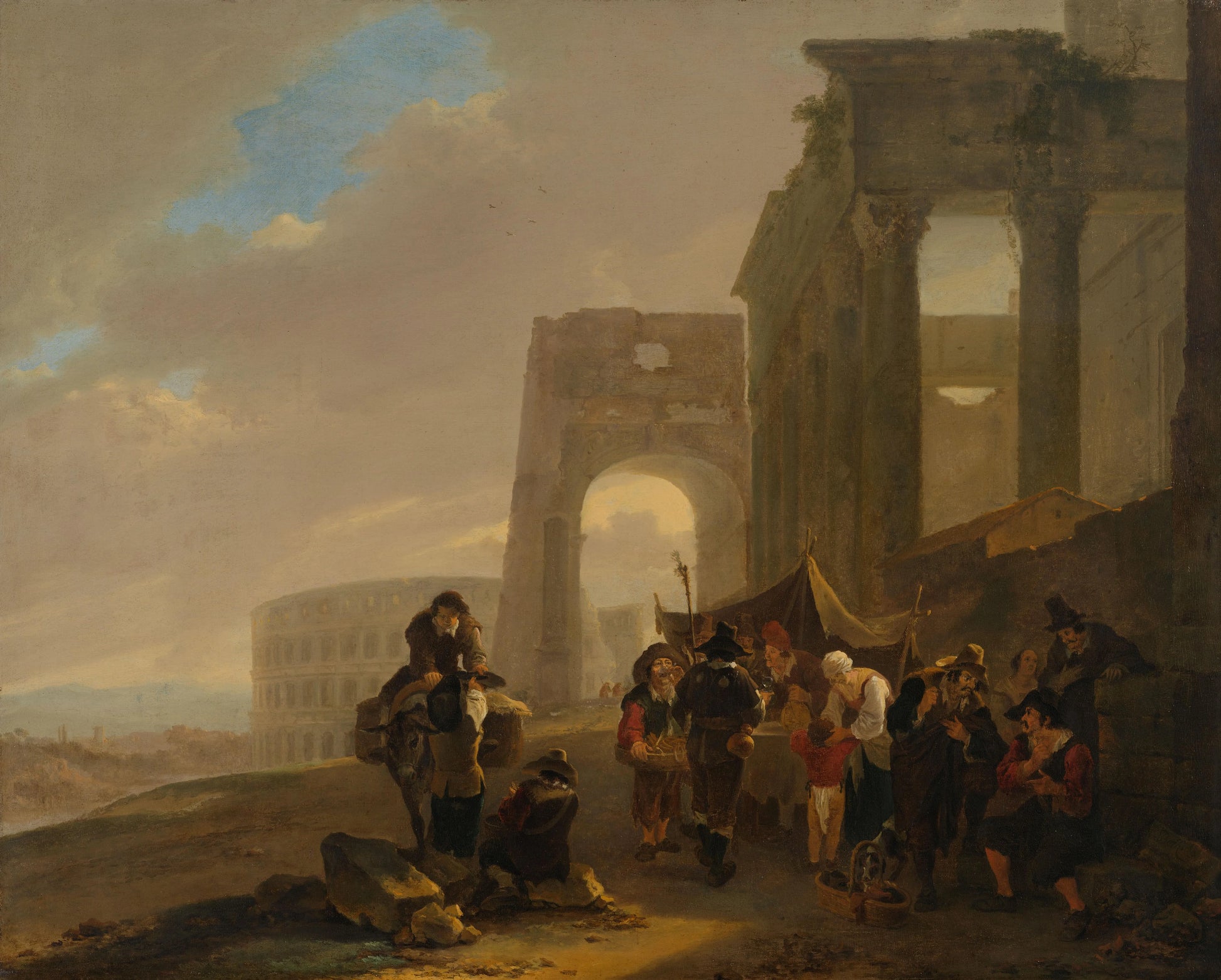 Street Scene with Roman Ruins – Jan Both (vermeld op object) Vintage Landscape Art Print | Wall Art Poster