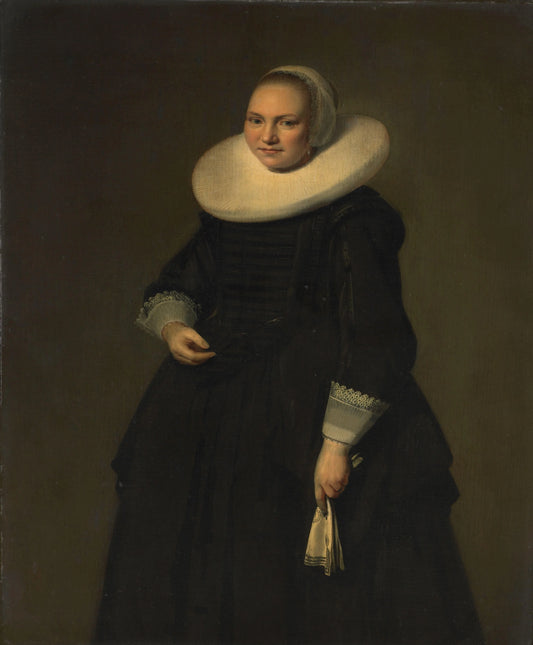 Portrait of a Woman – toegeschreven aan Hendrik Gerritsz. Pot Vintage Portrait Art Print | Wall Art Poster
