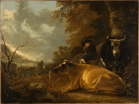 Landscape with Cows and a Young Herdsman – manner of Aelbert Cuyp Vintage Landscape Art Print | Wall Art Poster