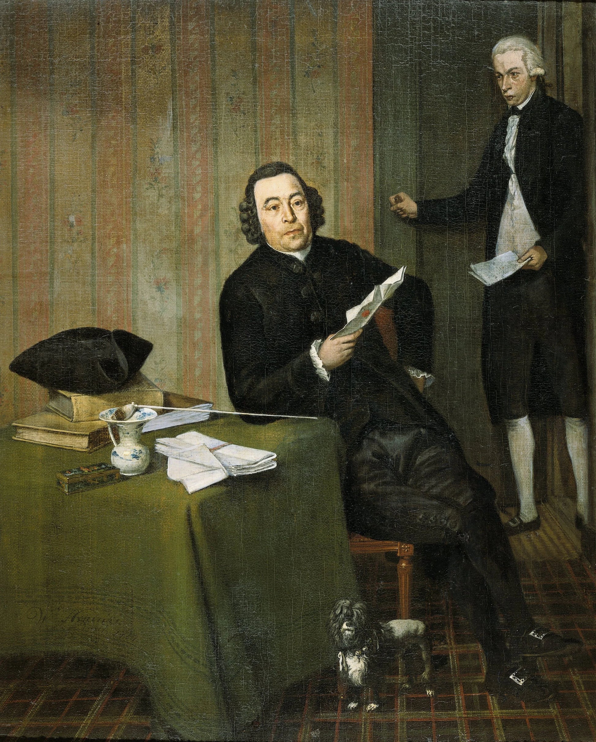 Wernerus Köhne (1725/26-88), Notary of Haarlem, with his Clerk Jan Bosch – Wybrand Hendriks Vintage Portrait Art Print | Wall Art Poster