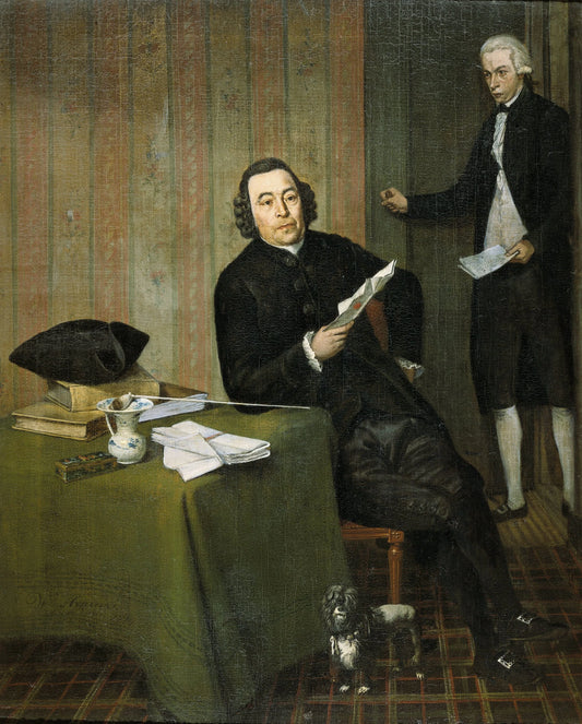 Wernerus Köhne (1725/26-88), Notary of Haarlem, with his Clerk Jan Bosch – Wybrand Hendriks Vintage Portrait Art Print | Wall Art Poster