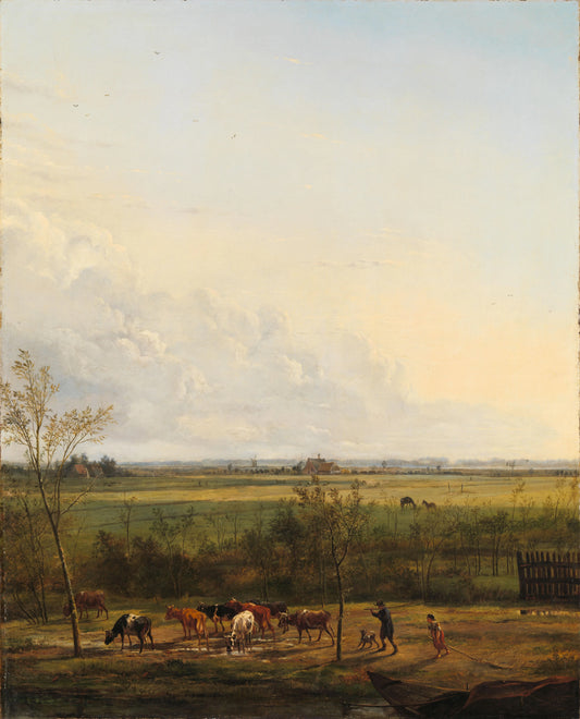 Distant View of the Meadows at ’s-Graveland – Pieter Gerardus van Os (mentioned on object) Vintage Landscape Art Print | Wall Art Poster
