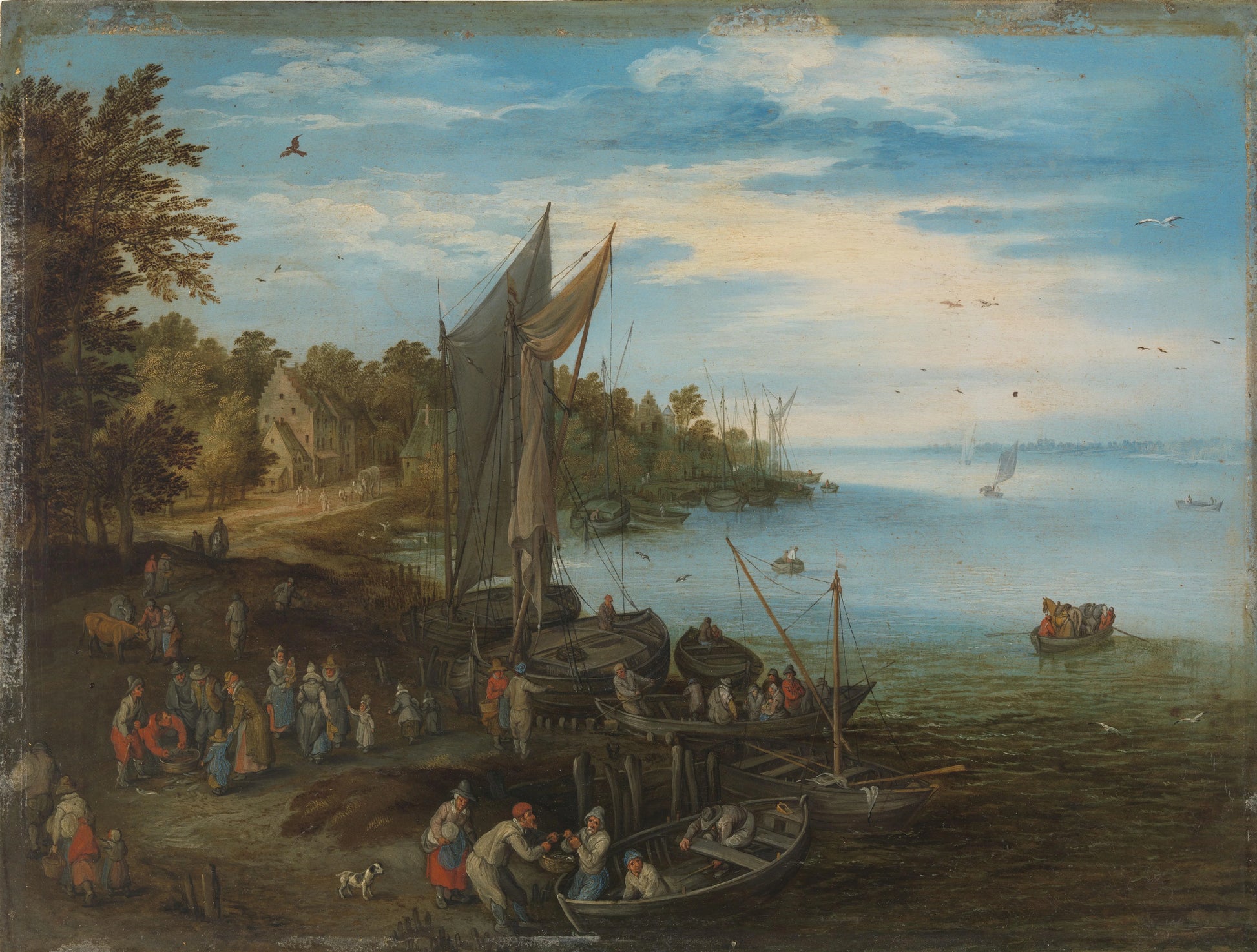 River Bank – copy after Jan Brueghel (I) Vintage Landscape Art Print | Wall Art Poster