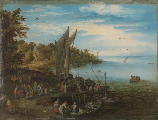River Bank – copy after Jan Brueghel (I) Vintage Landscape Art Print | Wall Art Poster