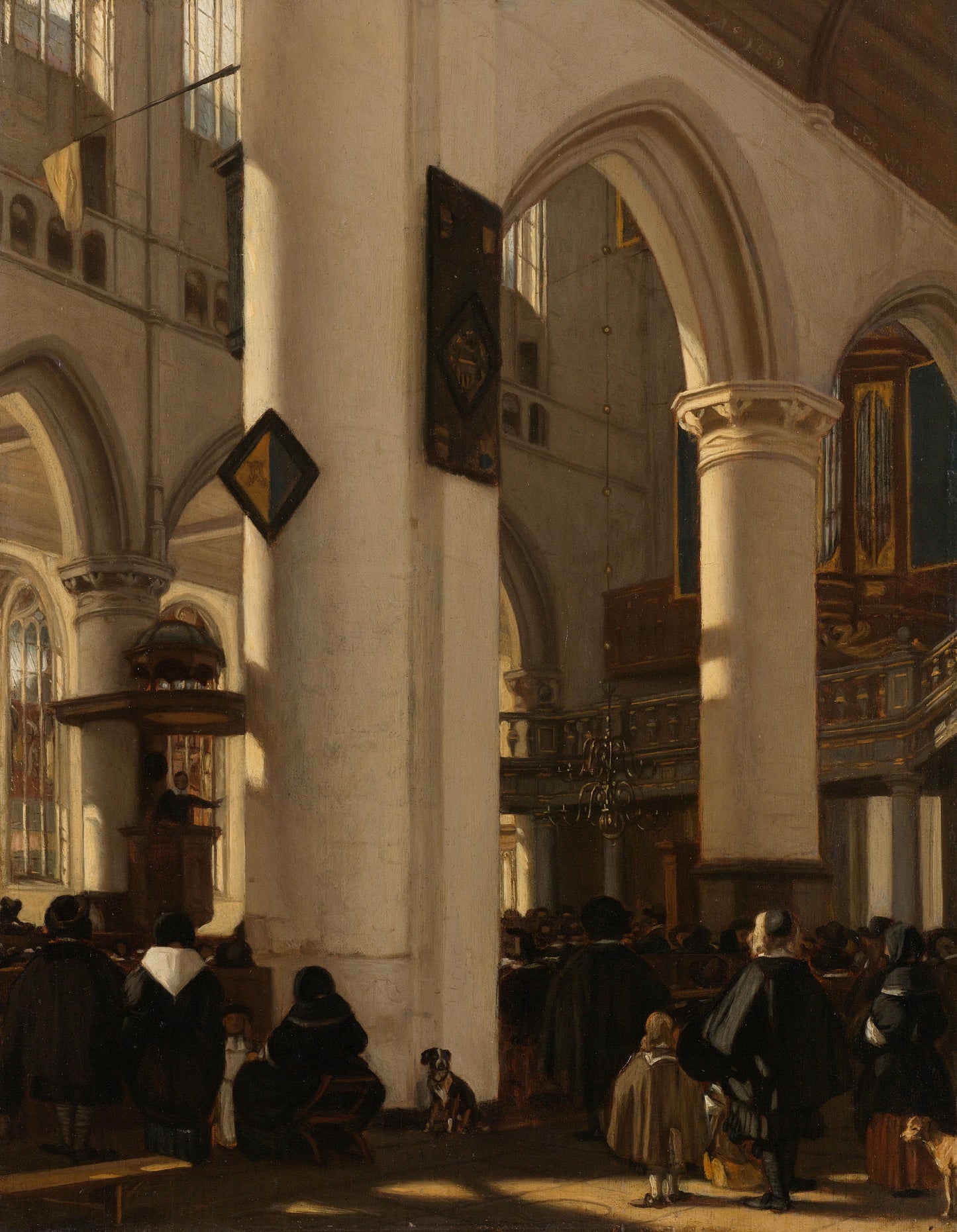 Interior of a Protestant, Gothic Church during a Service – Emanuel de Witte Vintage Art Print | Wall Art Poster