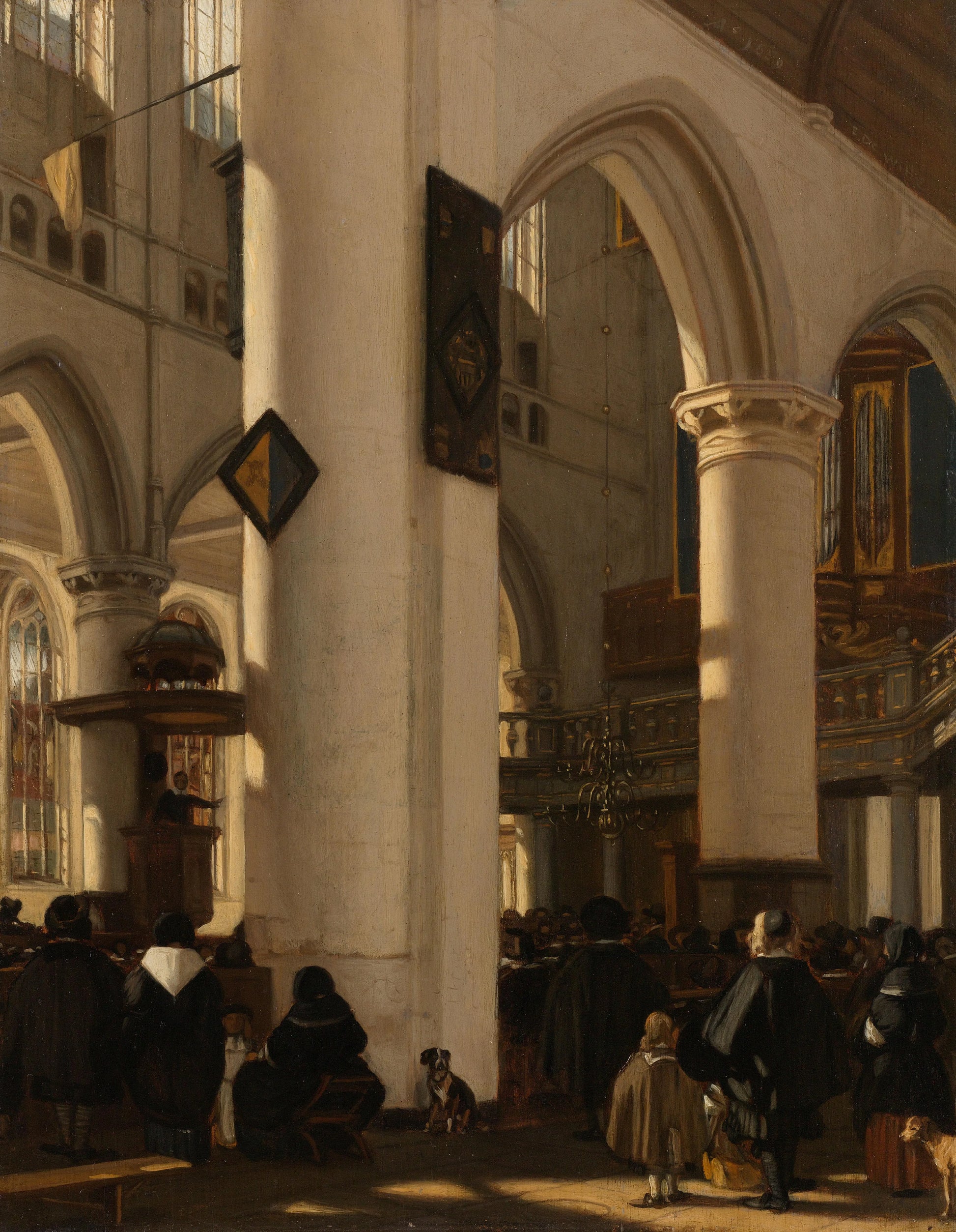 Interior of a Protestant, Gothic Church during a Service – Emanuel de Witte Vintage Art Print | Wall Art Poster