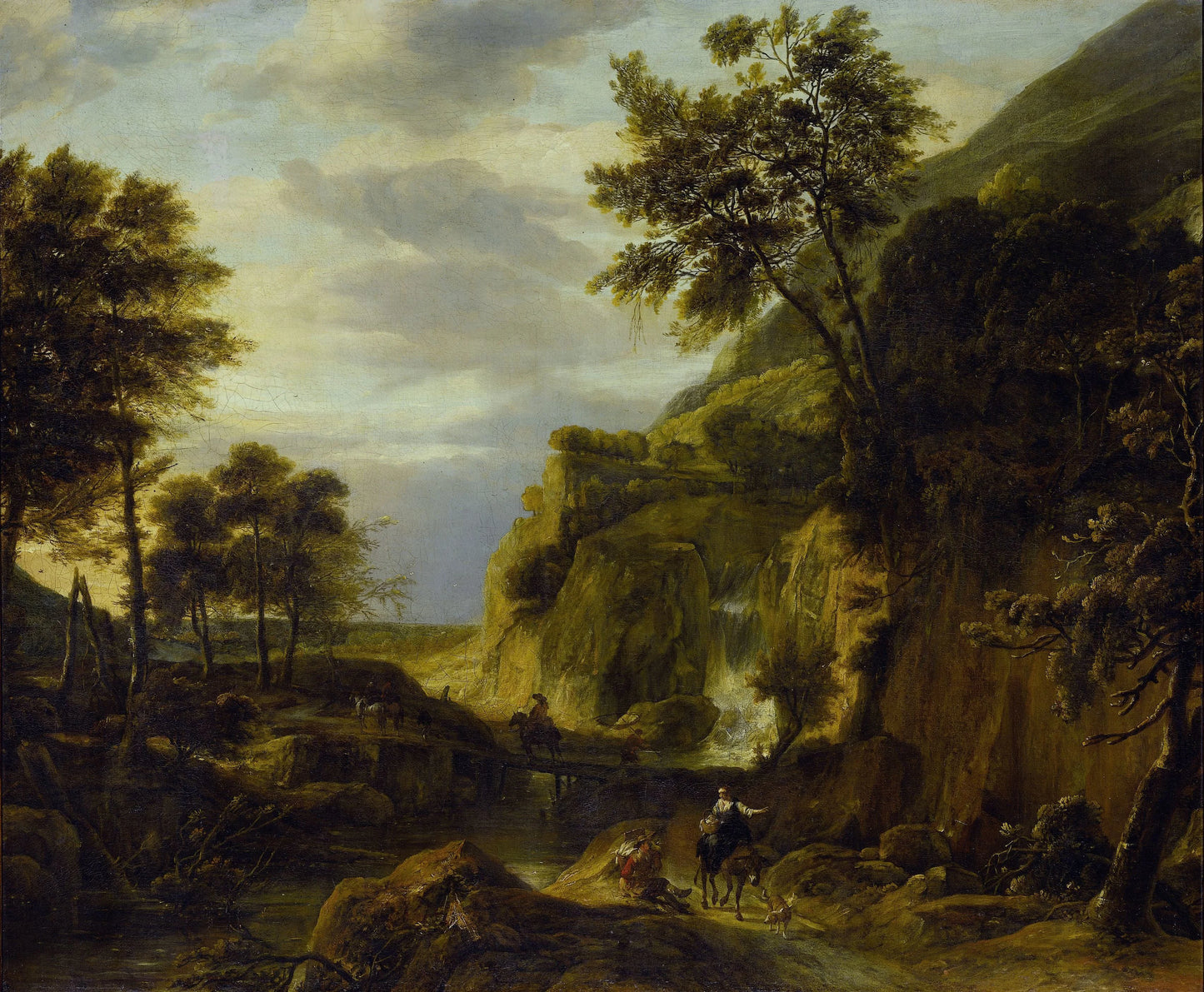 Mountainous landscape with waterfall – Roelant Roghman Vintage Landscape Art Print | Wall Art Poster