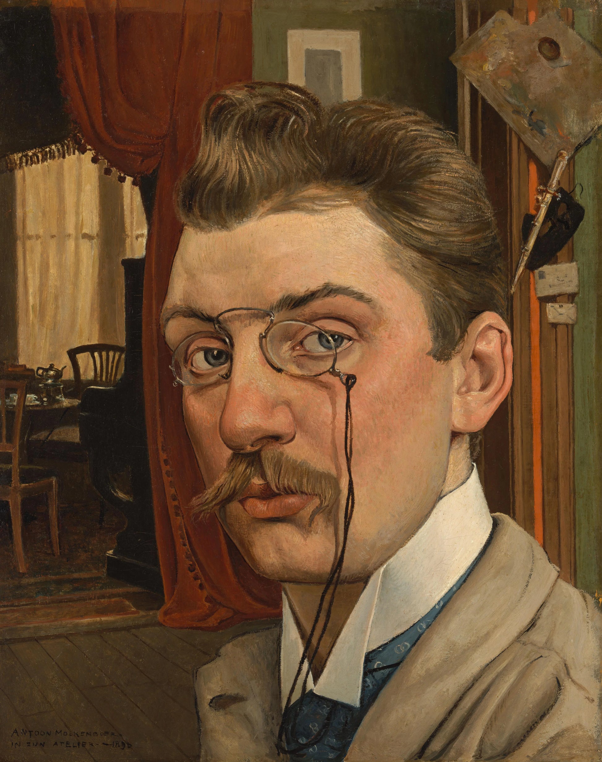 Self-portrait in his Studio – Anton Molkenboer Vintage Self-Portrait Art Print | Wall Art Poster