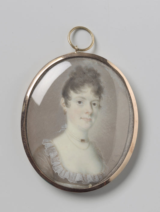 Portret van een vrouw met een parelcollier – Leonardus Temminck Vintage Portrait Art Print | Wall Art Poster