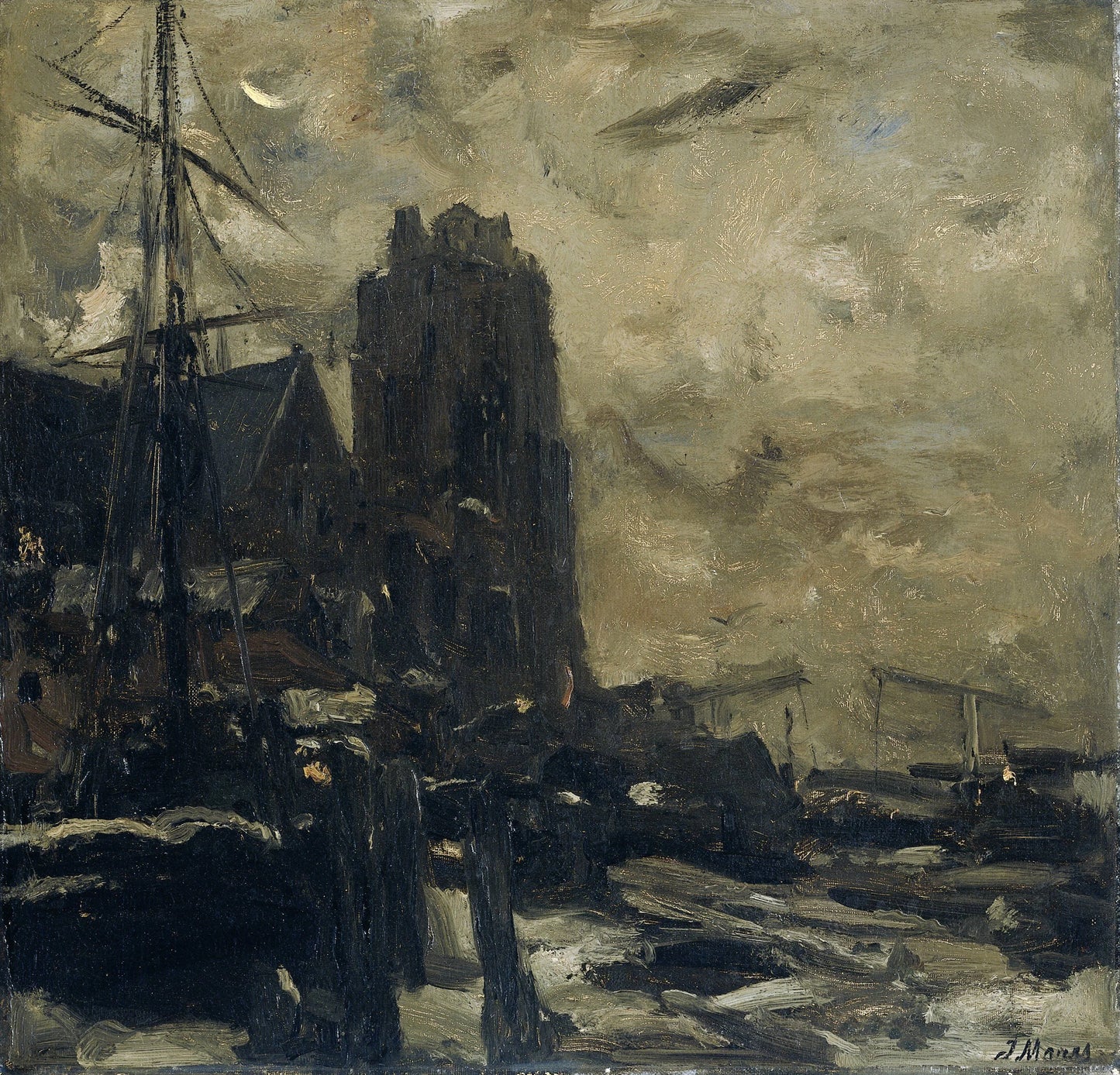 Dordrecht bij avond – Jacob Maris Vintage Landscape Art Print | Wall Art Poster