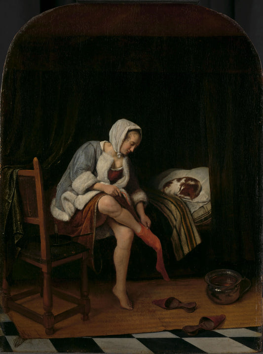 Woman at her Toilet – Jan Havicksz. Steen Vintage Art Print | Wall Art Poster