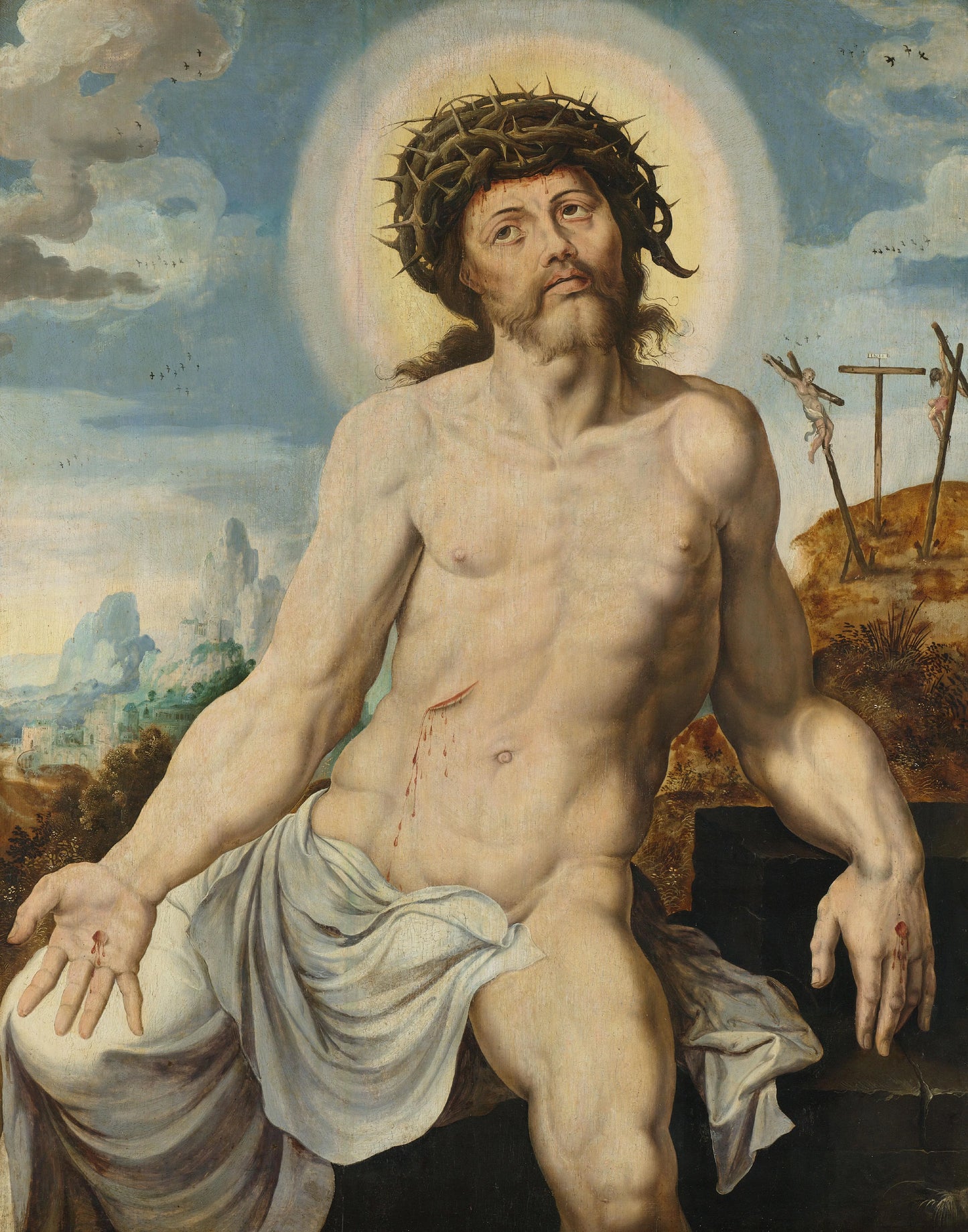 Christ as the Man of Sorrows – workshop of Maarten van Heemskerck Vintage Art Print | Wall Art Poster