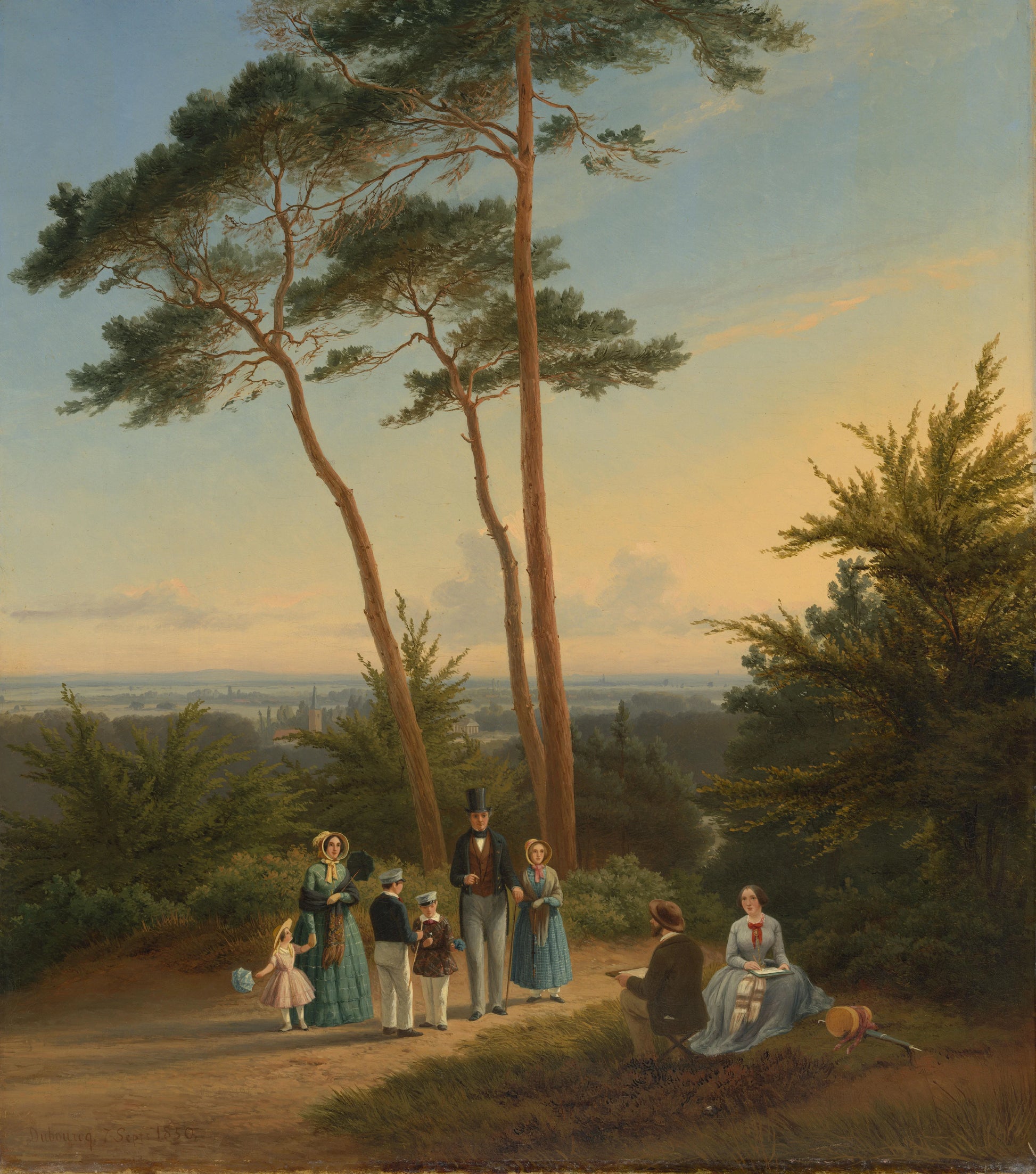 De familie van Isaac Jacobus Rochussen (1794-1881) en Hermina Johanna Maria Scharff (1808-1875) geschilderd door de kunstenaar – Pierre Louis Dubourcq Vintage Art Print | Wall Art Poster