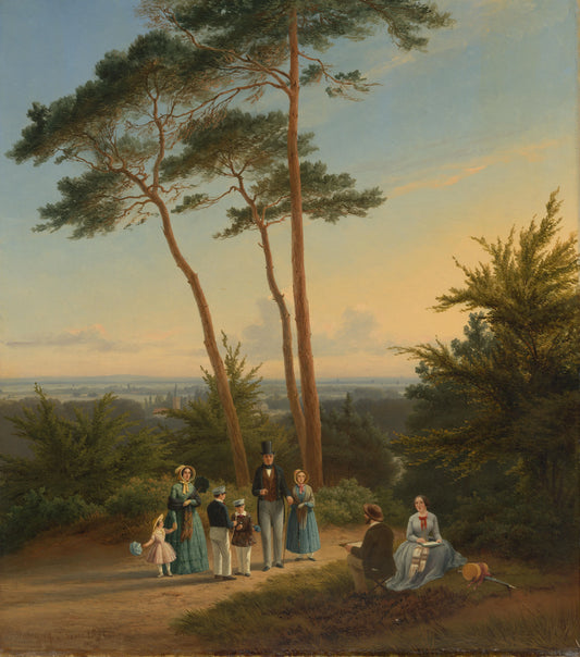 De familie van Isaac Jacobus Rochussen (1794-1881) en Hermina Johanna Maria Scharff (1808-1875) geschilderd door de kunstenaar – Pierre Louis Dubourcq Vintage Art Print | Wall Art Poster