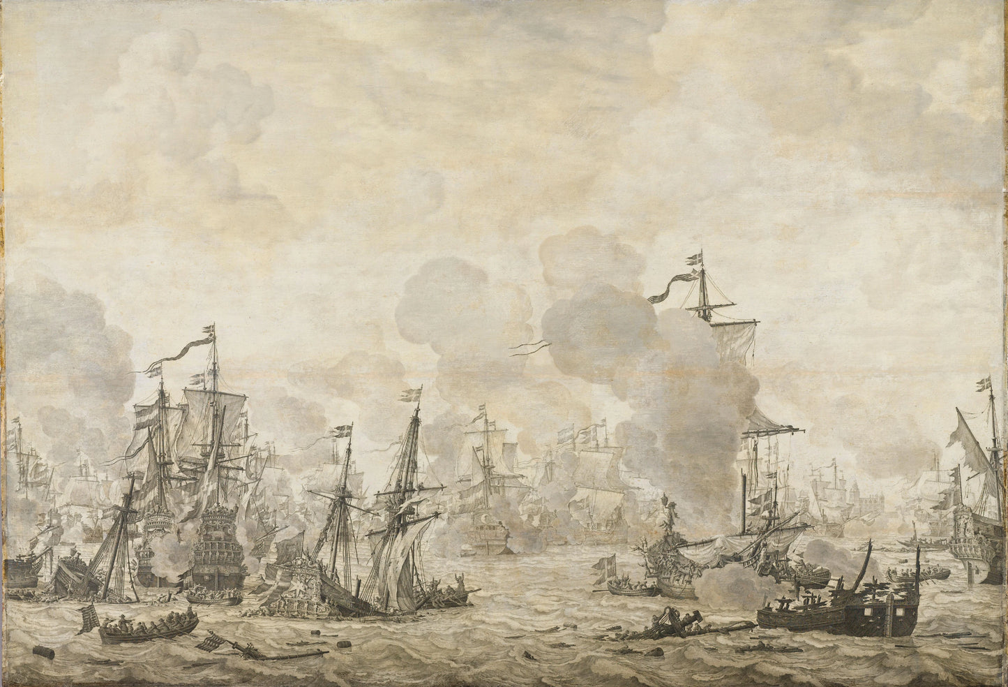 Episode from the Battle between the Dutch and Swedish Fleets in the Sound, 8 November 1658 – Willem van de Velde (I) Vintage Nautical Scene Art Print | Wall Art Poster
