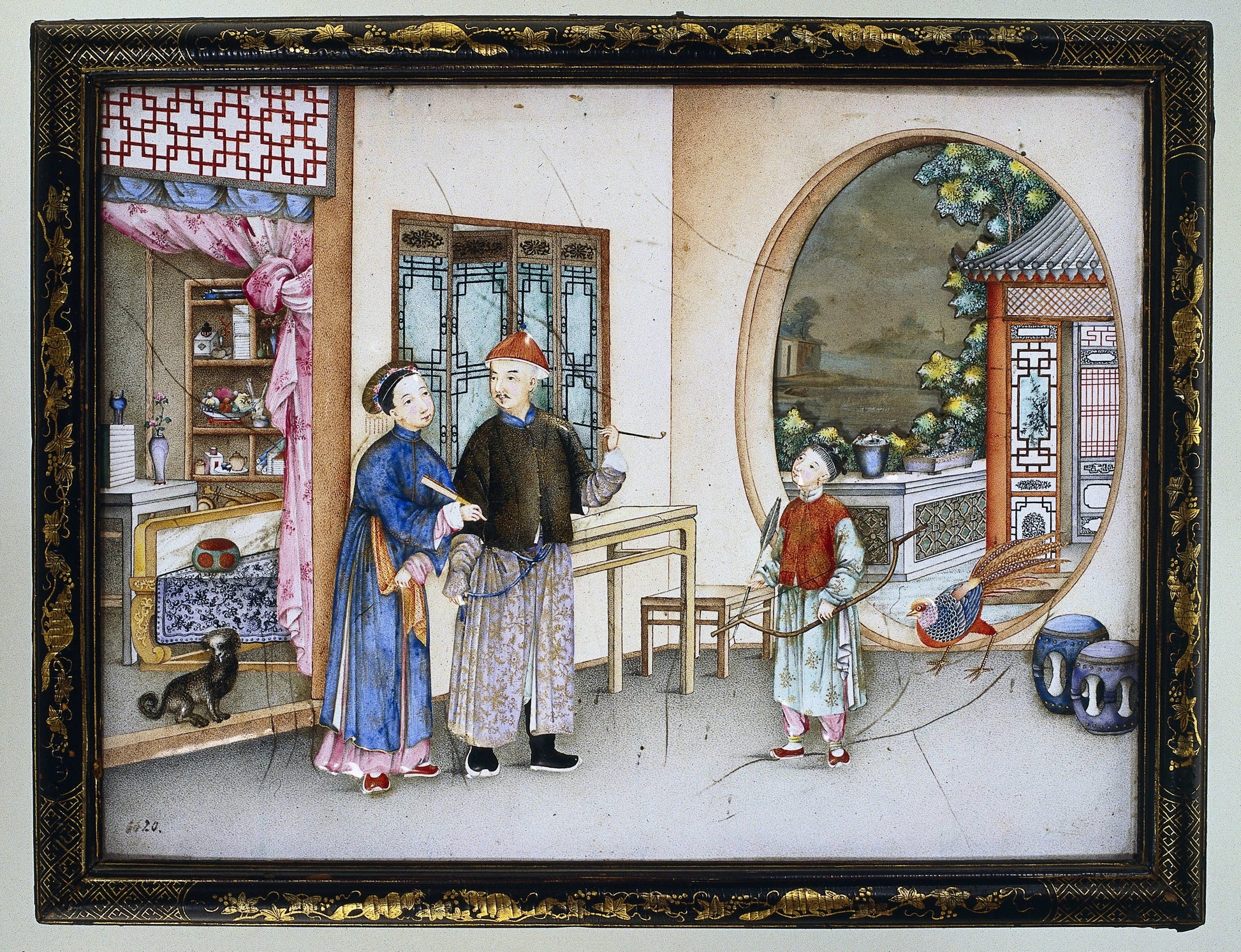 Plaque depicting an interior with figures – anonymous Vintage Landscape Art Print | Wall Art Poster