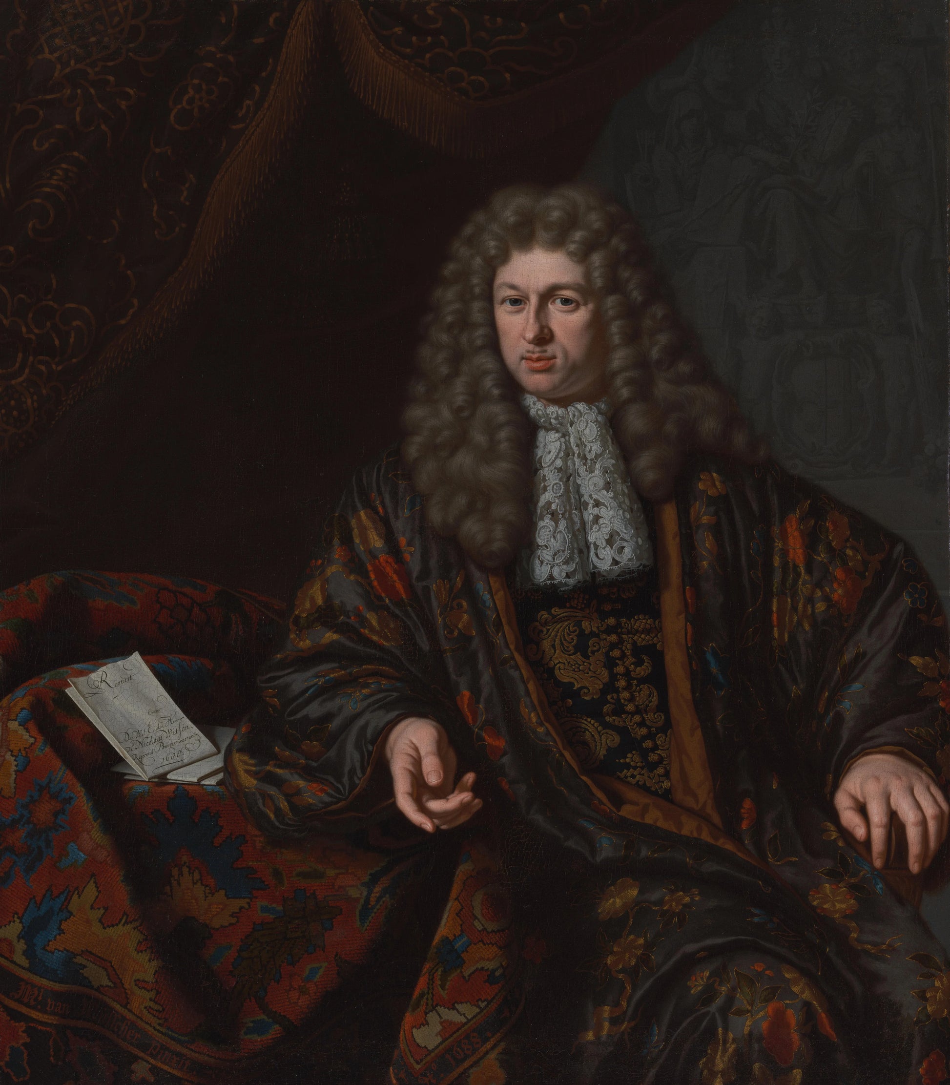 Portret van Nicolaes Witsen (1641-1717) – Michiel van Musscher (eigenhandig gesigneerd) Vintage Art Print | Wall Art Poster