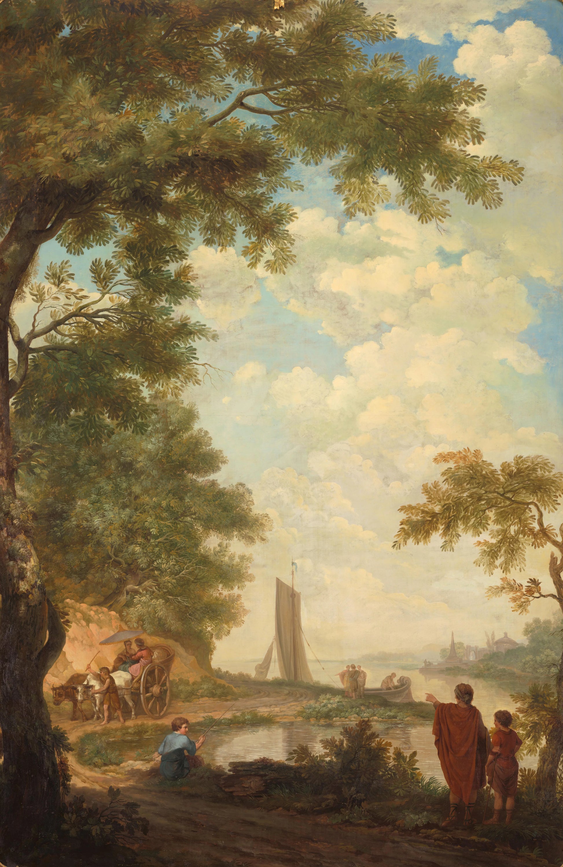 Arcadisch landschap met figuren bij een rivieroever – Jurriaan Andriessen Vintage Art Print | Wall Art Poster