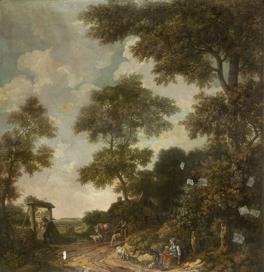 Behangselschildering van een Hollands landschap met een zandweg – attributed to Jurriaan Andriessen Vintage Art Print | Wall Art Poster